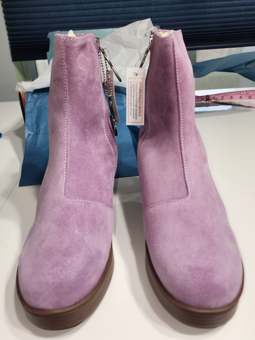 LAZO Siren Nebula Purple Suede Side-Zip Ankle Booties New In Box Size 7.5